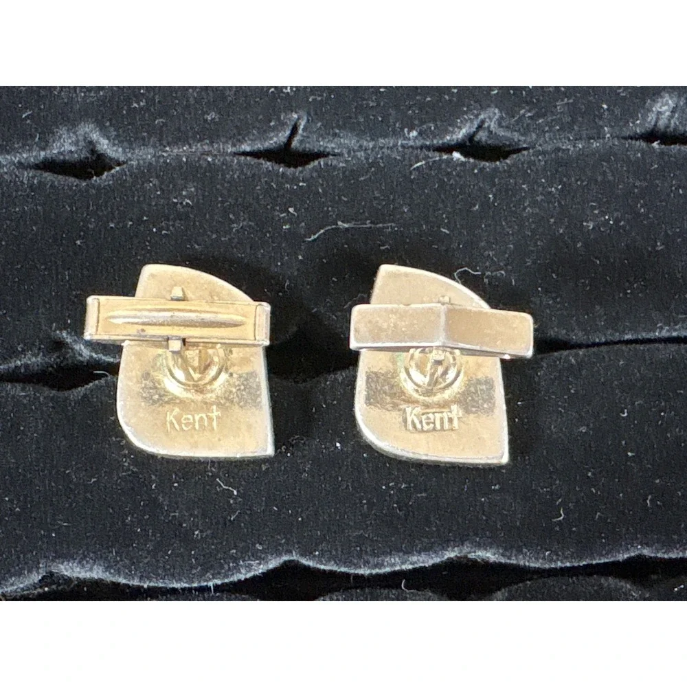 Vintage Kent Silver Rosetta Stone Cufflinks Egyptian Hieroglyphs History Theme
